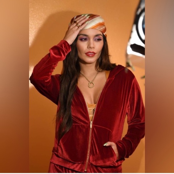 A387 FABLETICS 3 PC SET Velour Sports Bra Leggings Jacket Cherry Maroon Sz XL - Picture 4 of 9